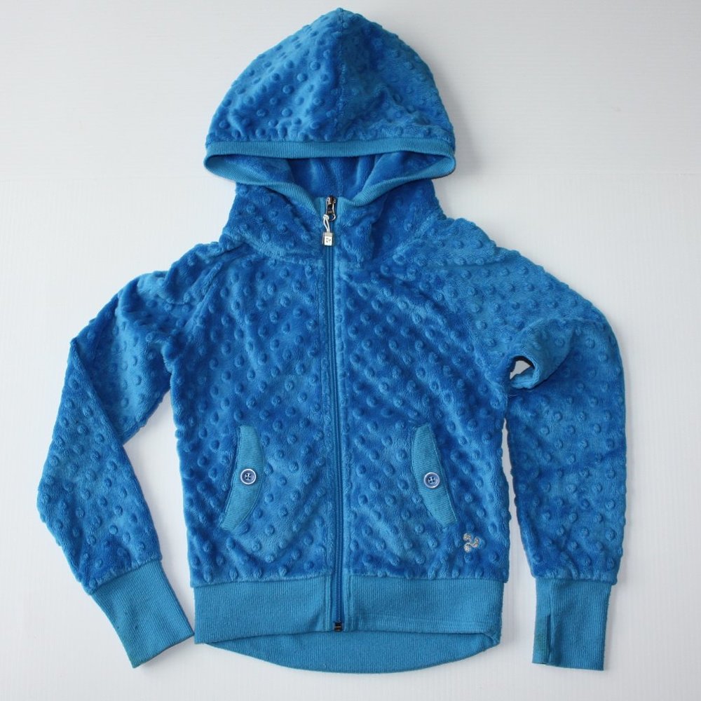 Triple Flip Boutique Girl's Yoga Dance Hilo Blue Minky Soft Hoodie Top size 7 8